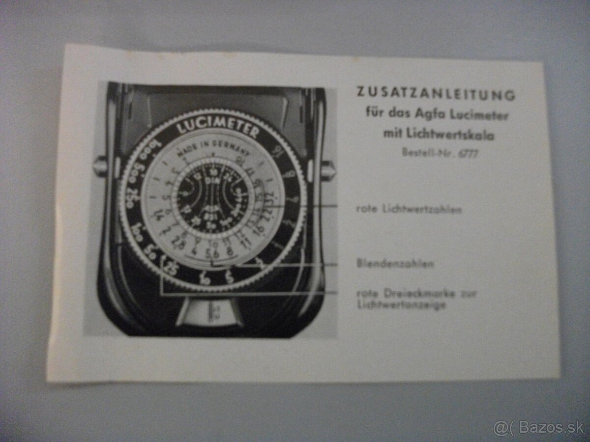 Predám veľmi starý LUCIMETER-AGFA. - 2