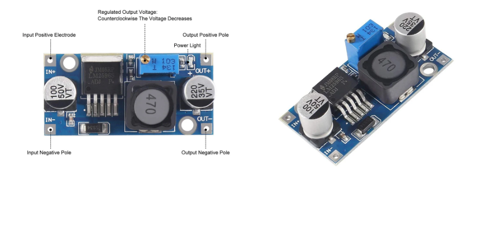 BMS Li ion 18650 5S 15A, DC DC menic napatia LM2596 - 2