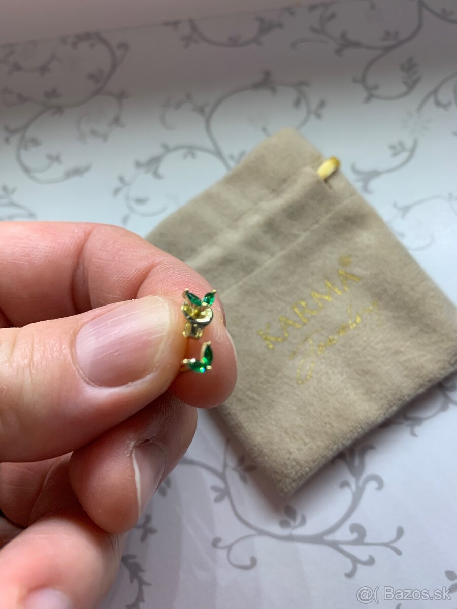 Nové náušnice zn. Karma pozlátené striebro - 2