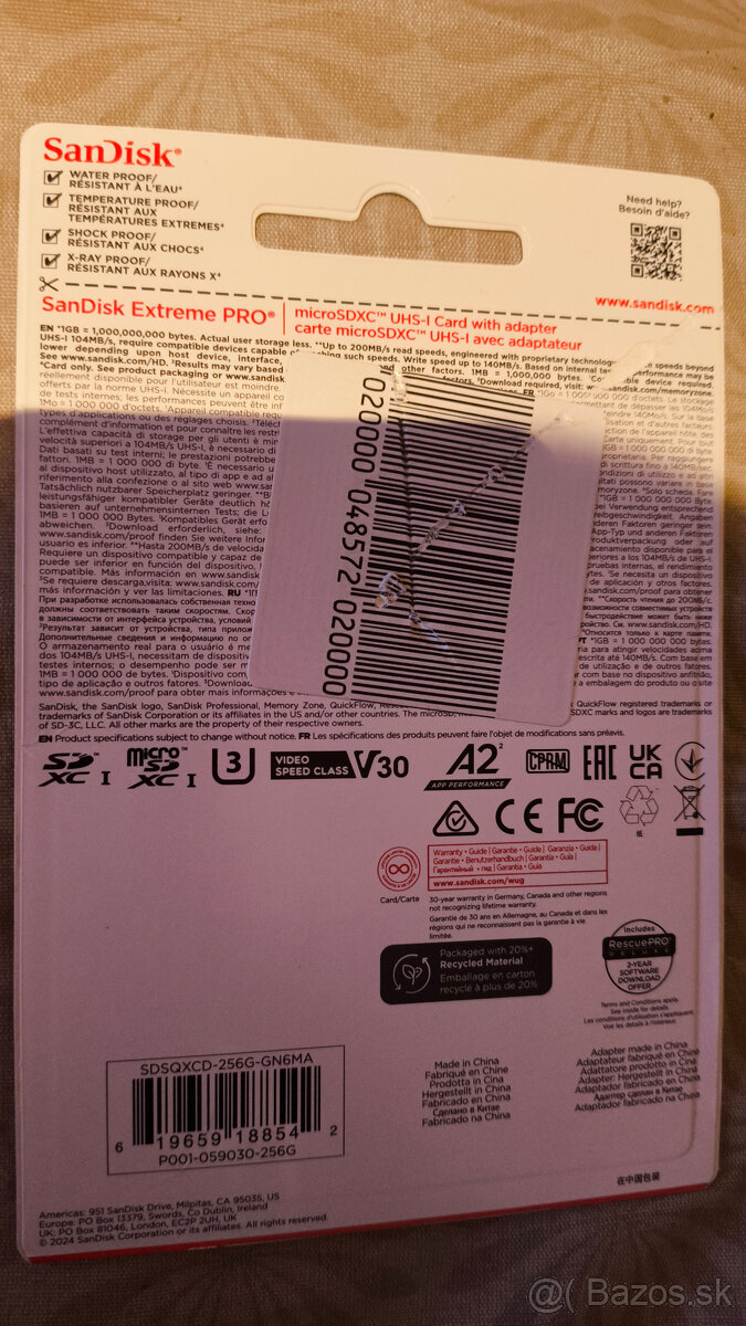 Predám microSD SanDisk Extreme PRO 256GB - 2