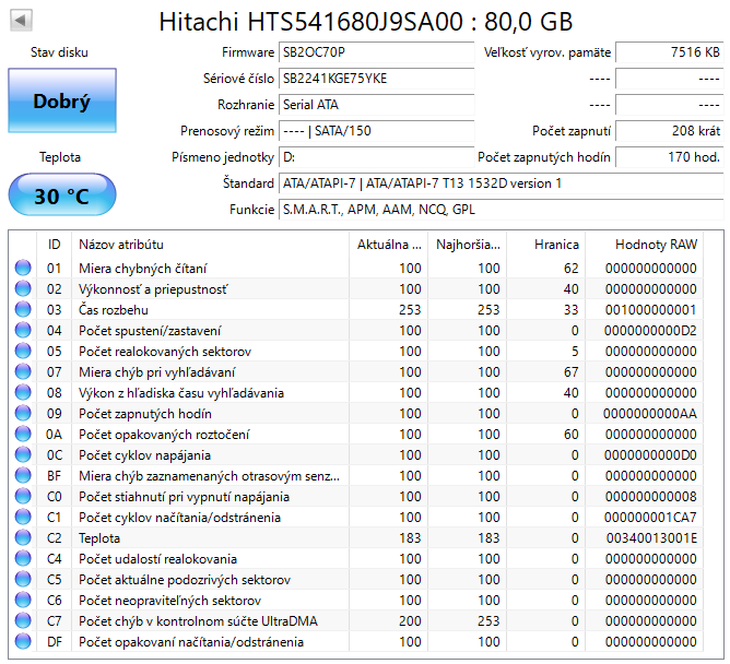 Hard disk 2,5" HITACHI HTS541680J9SA00 - 2