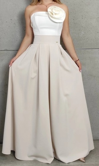 Dlhá elegantná béžová sukňa - 2