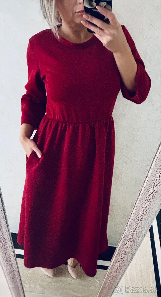 Damske dlhe talianske šaty bordo - 2