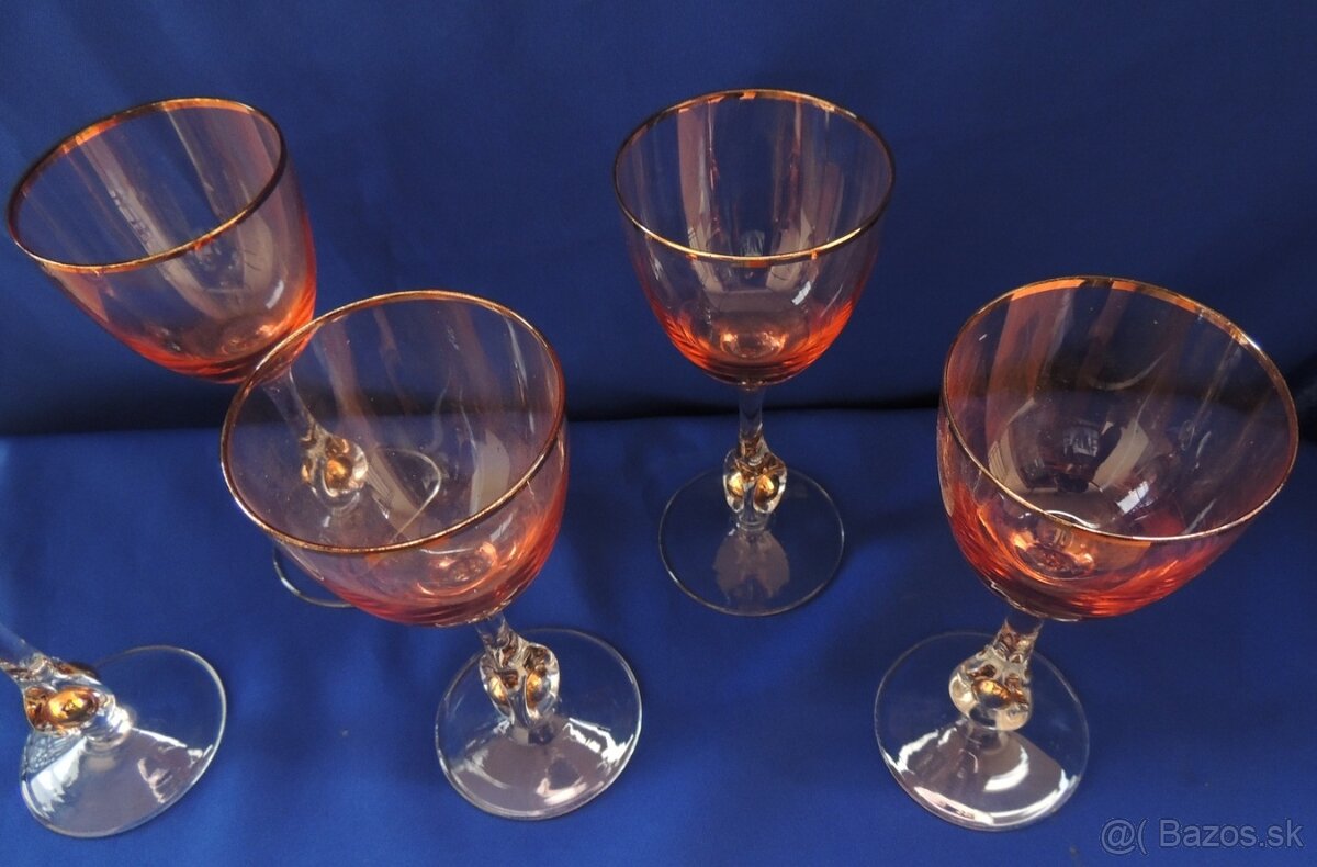 Päť likérových pohárov Zlatá Zuzana sklo dymové - 2