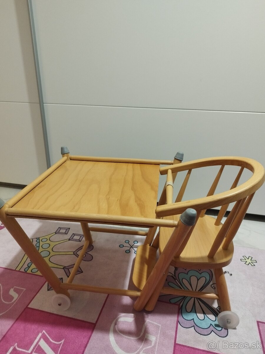 Drevená stolička na kŕmenie - stolík - 2