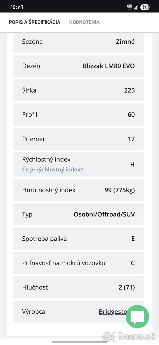 Bridgestone 225/60 R17 - 2