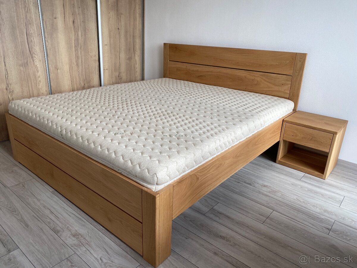 Masívna dubová posteľ 180x200cm s výsuvnými boxami - 2