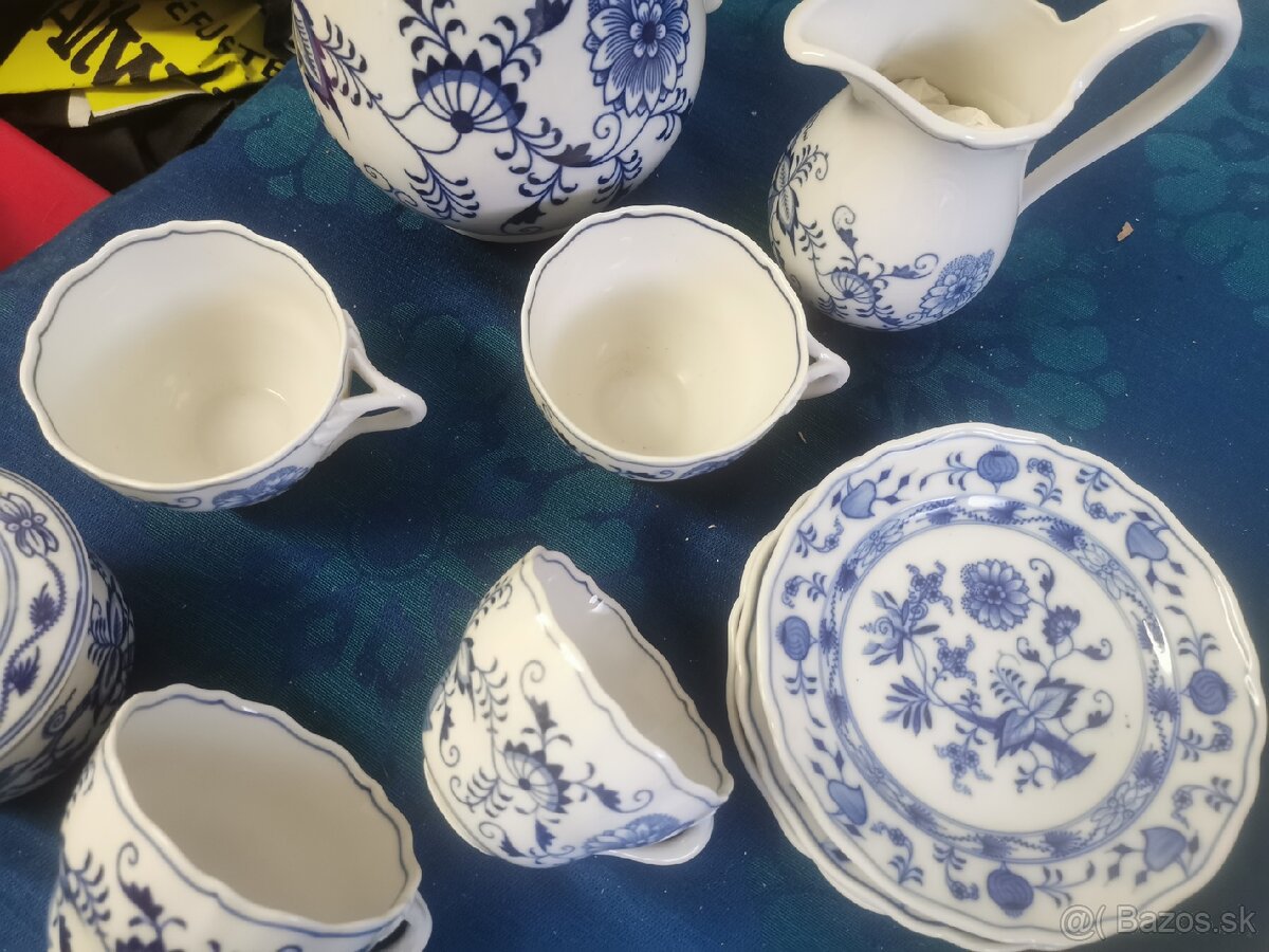 Cibulak, čajová sada, starožitný Meissen - 2
