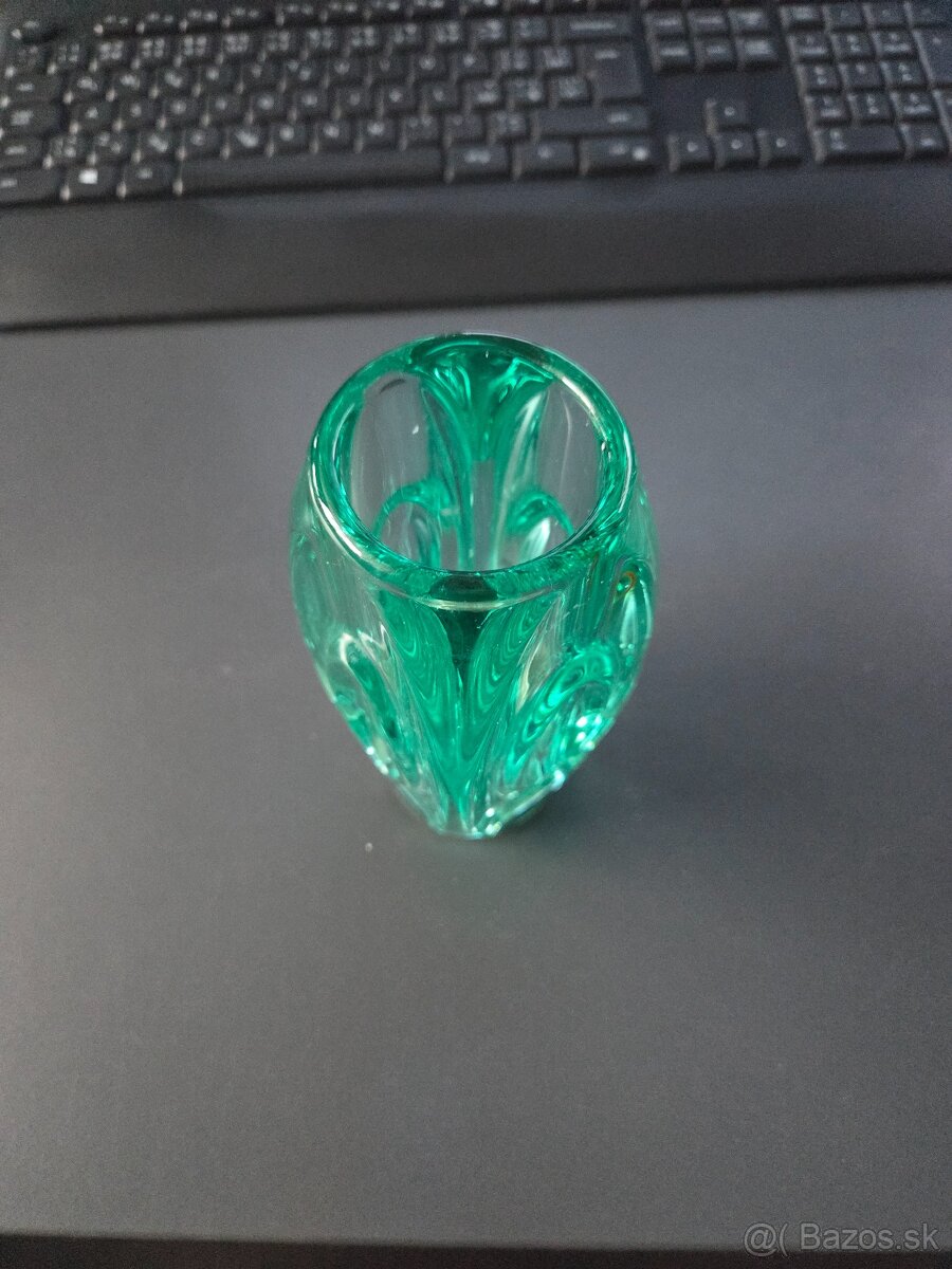 Lisované sklo Váza Rudolf Schrotter, Zelená - 2