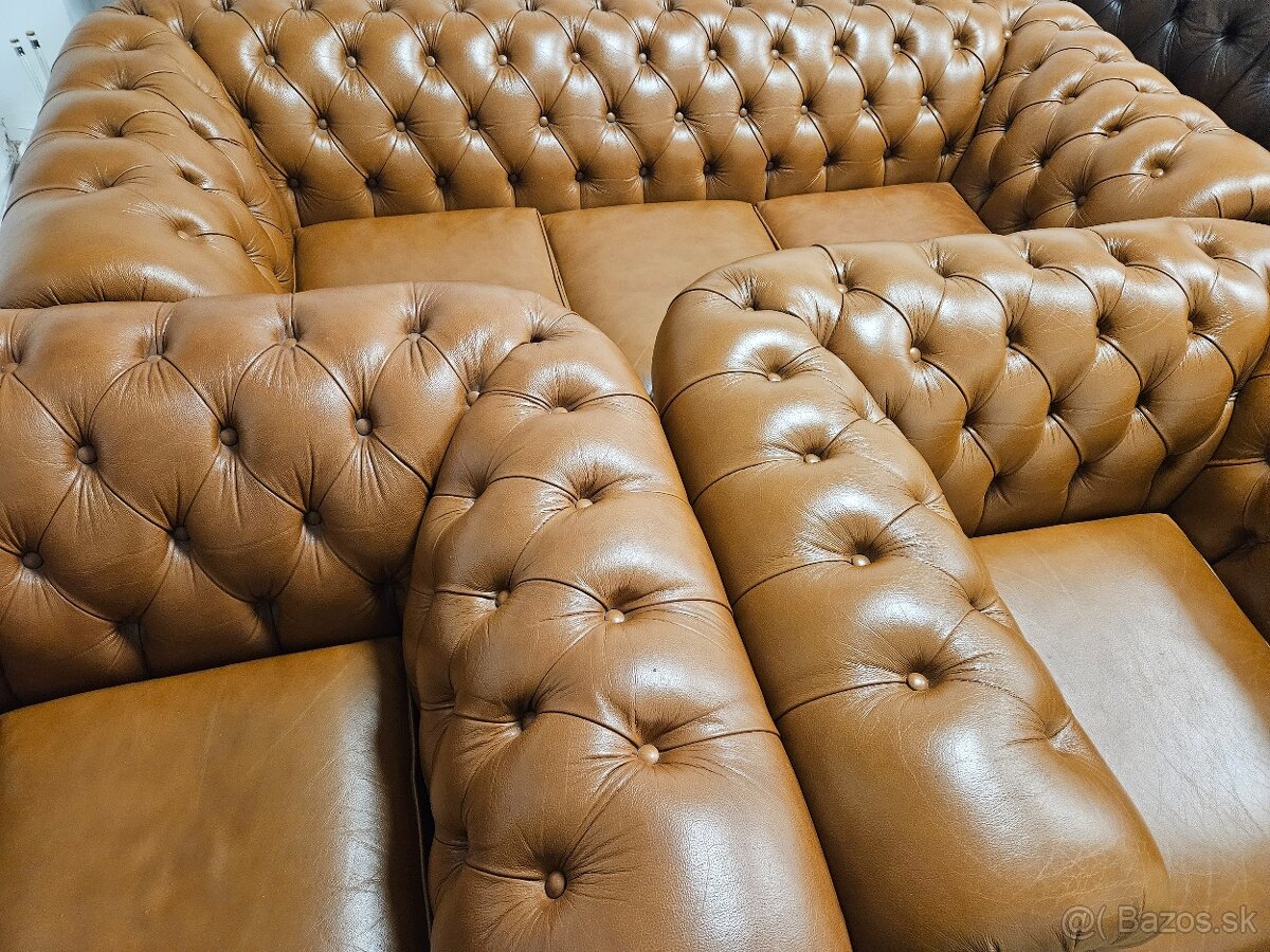 CHESTERFIELD ŠTÝL,TOP STAV,BLEDO HNEDÁ - 2