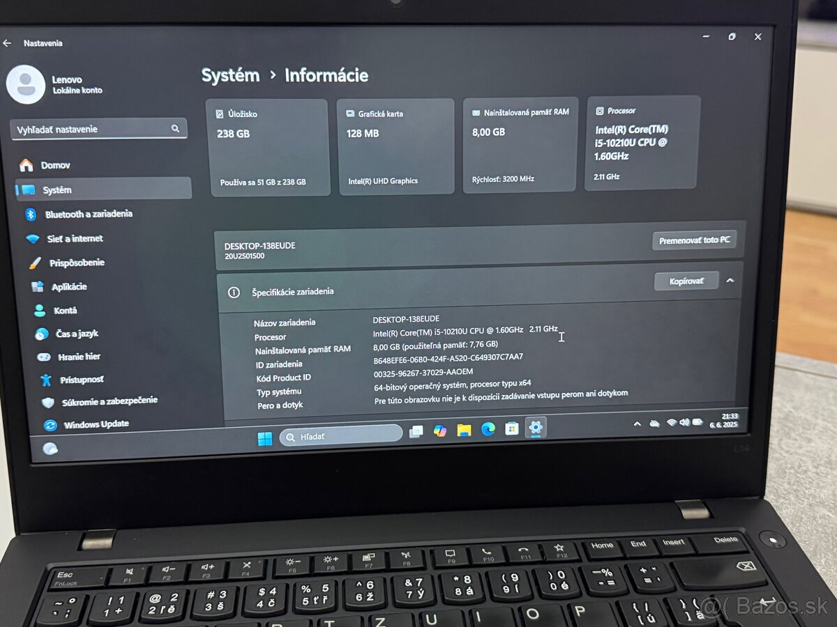 Notebook Lenovo ThinkPad L14 – i5 / 16GB RAM / 256GB SSD - 2