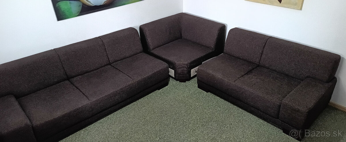 tmavohnedá sedacia súprava - 2