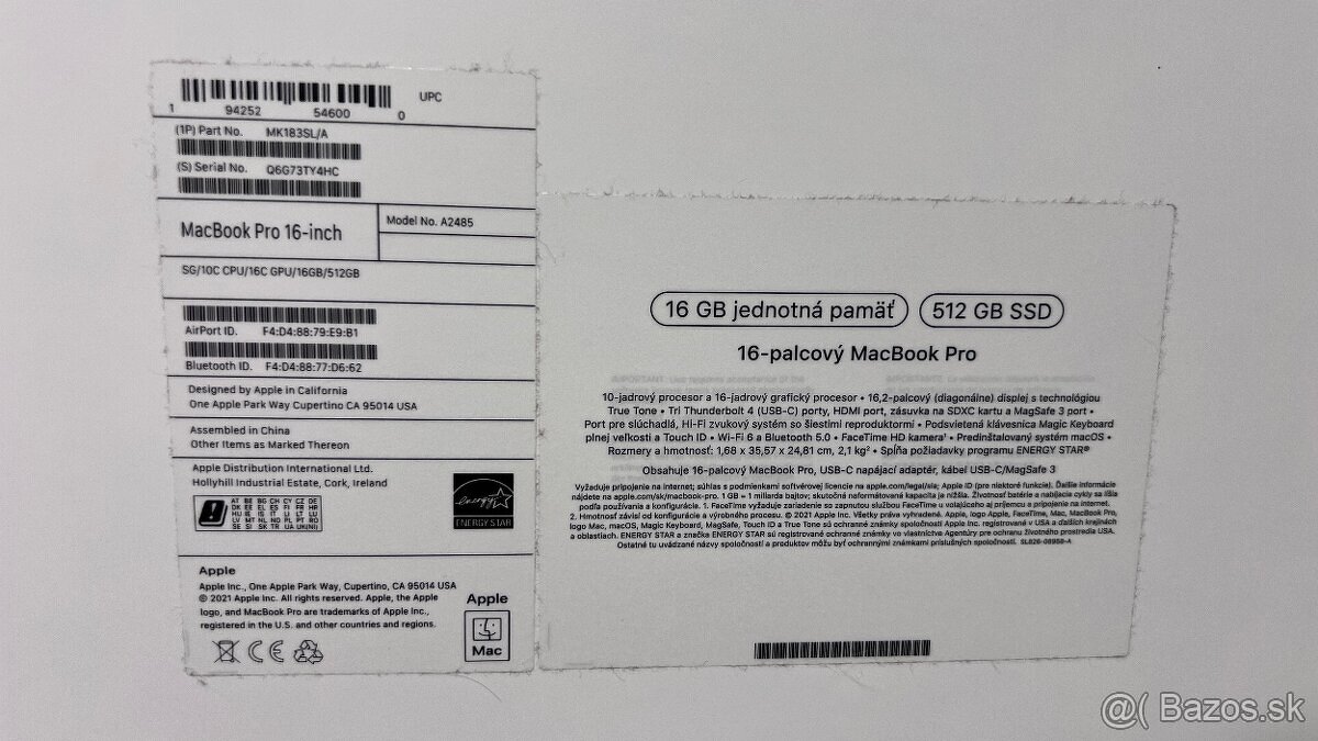 Macbook 16 PRO M1 2021 512GB - 2