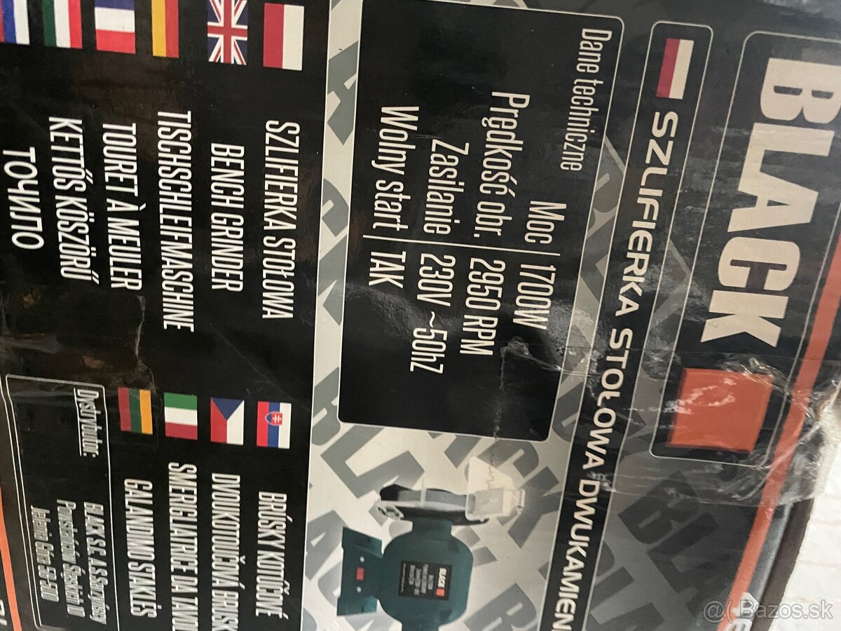 Na predaj: Stolová dvojkotúčová brúska BLACK – 1700 W (NOVÁ) - 2