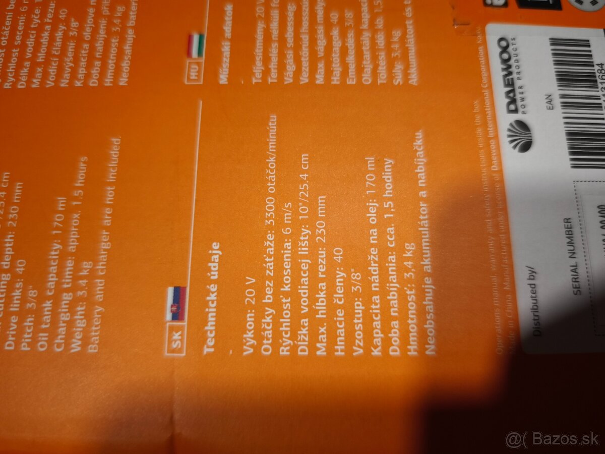 Daewoo aku reťazová píla - 2