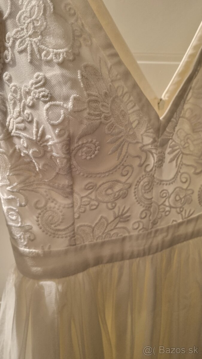 Svadobne dlhé šaty s čipkou - 2