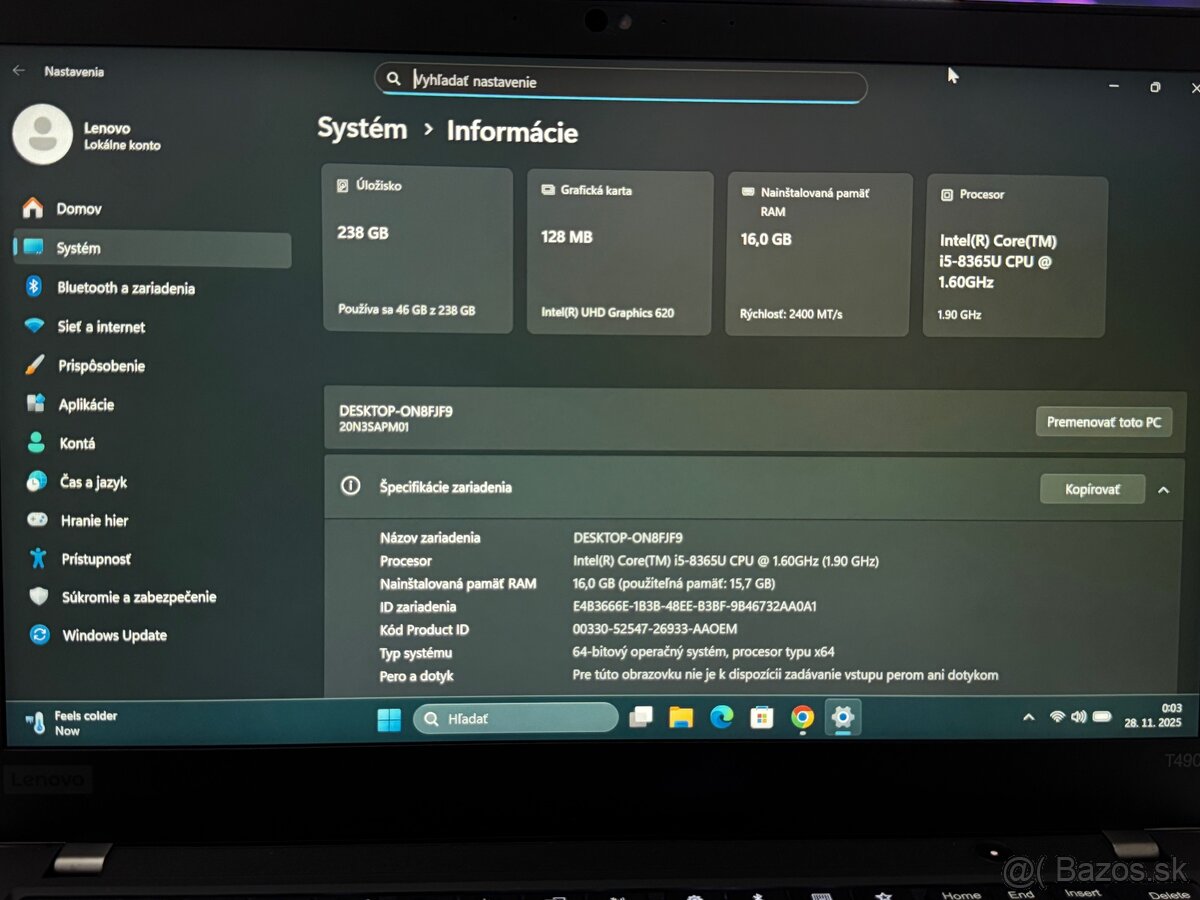 Lenovo ThinkPad T490 i5-8365U 16GB/256GB W11 LTE - 2