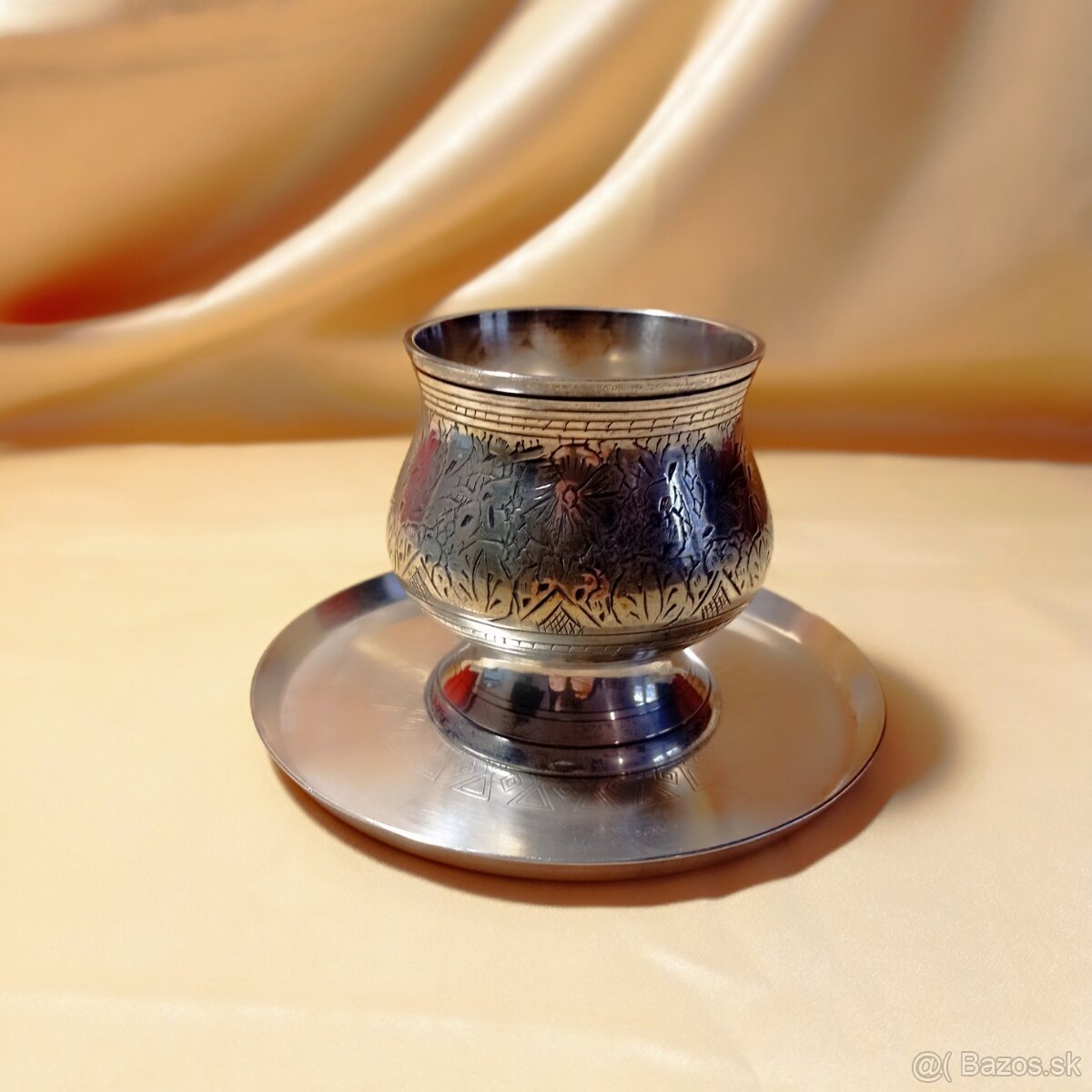 Starožitná alpaková cukornička s podšálkou - 2