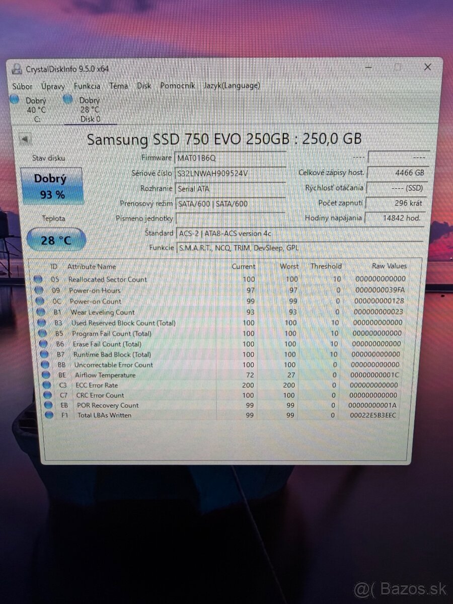 Ssd Samsung 750 evo 250GB 2.5” sata - 2