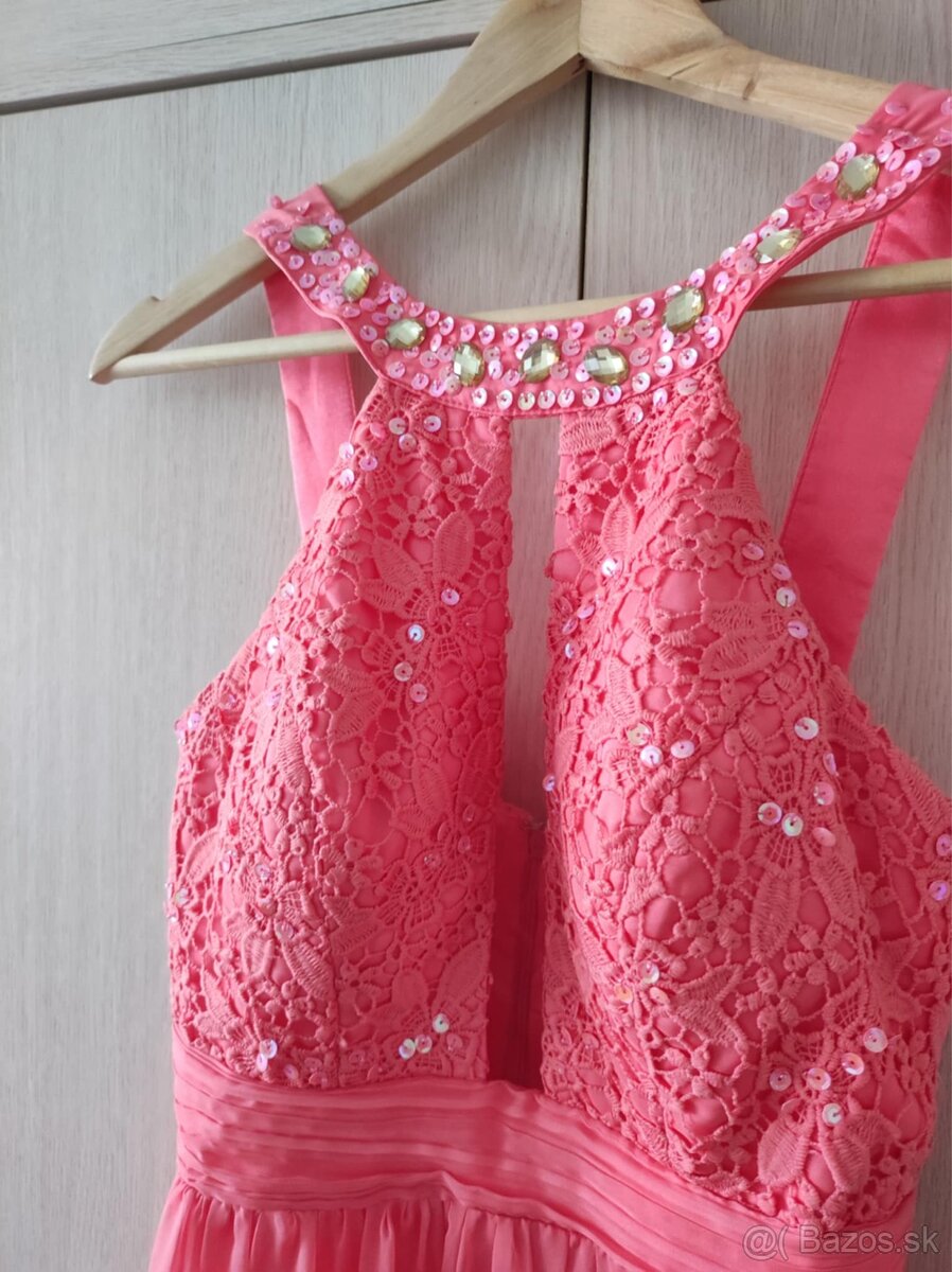 Ružové spoločenské šaty S - 2