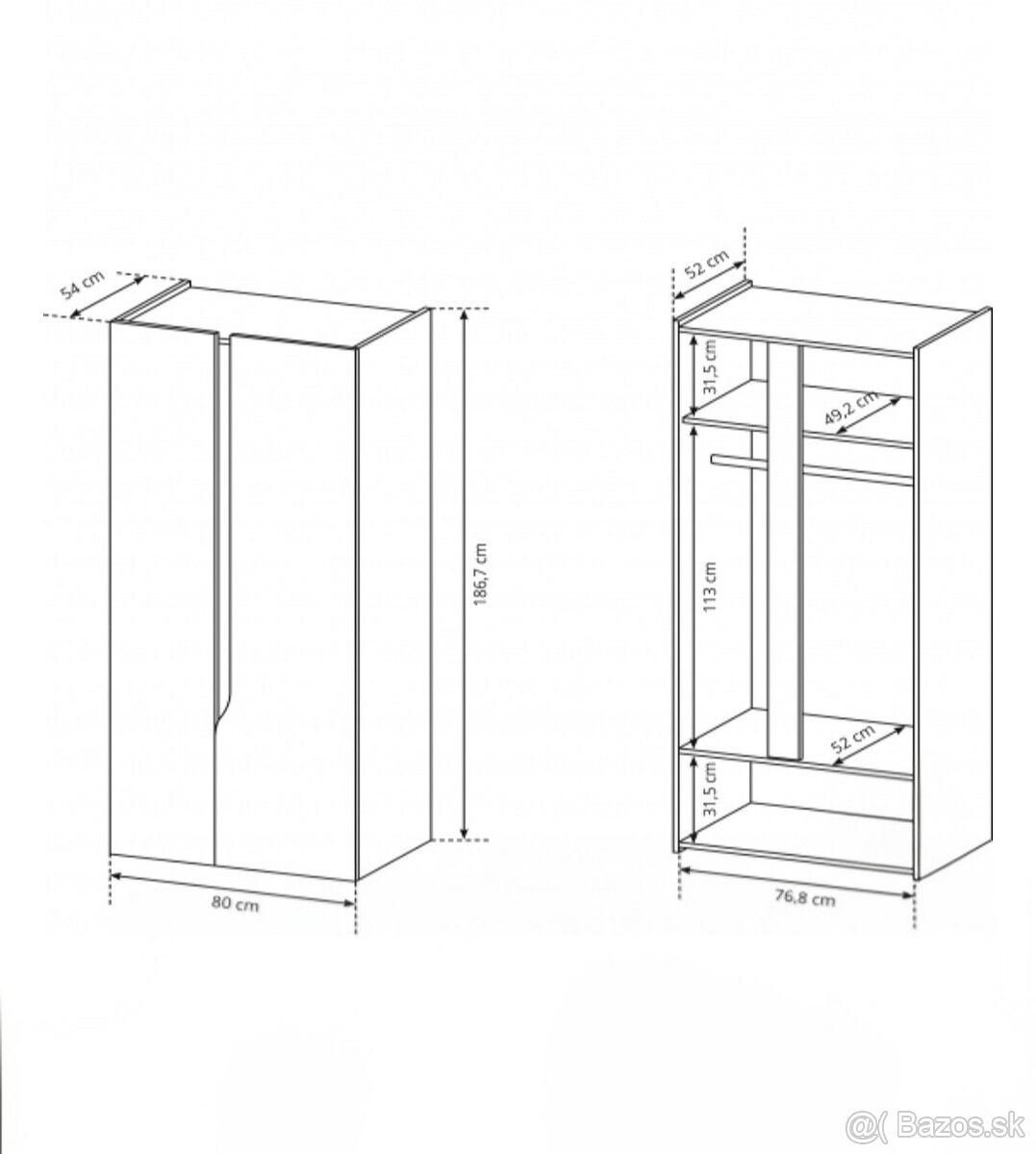 SKRIŇA 80 dub/biela - 2