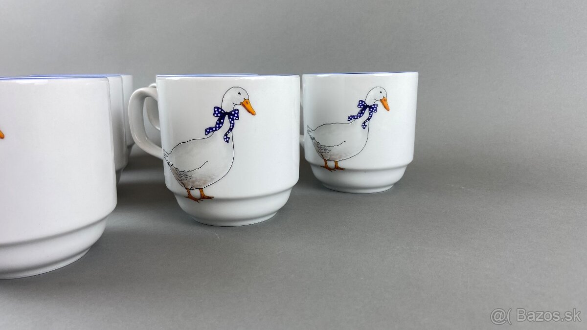Hrnčeky husi 6ks s modrou linkou, Moritz Zdekauer - 2