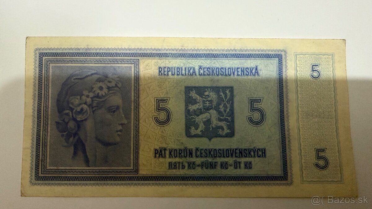 bankovka 5 kč 1938 - 2