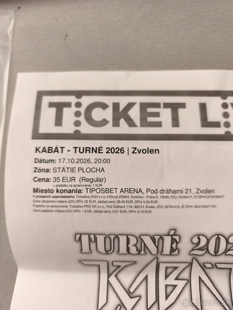 Predám vstupenky na Kabát - 2