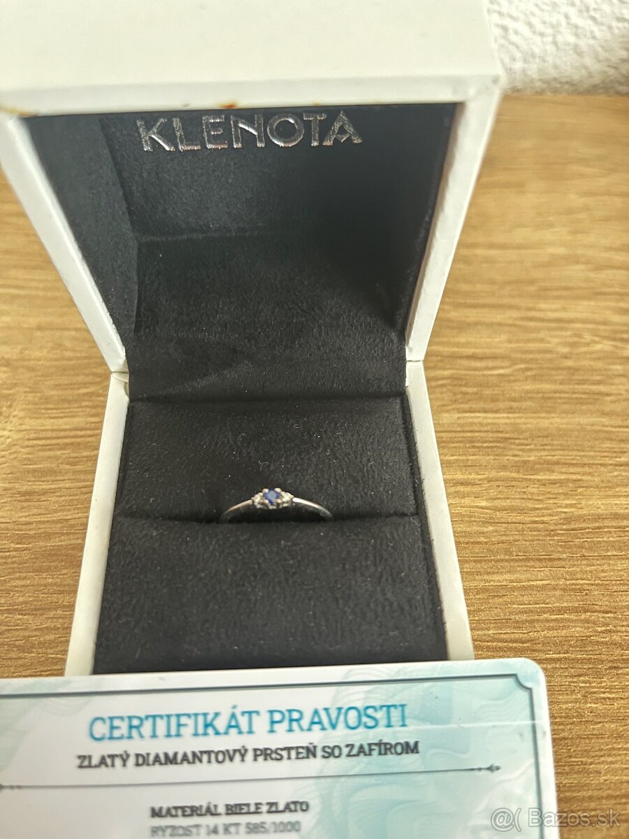 Prsten velkost 54 zafir a diamant - 2