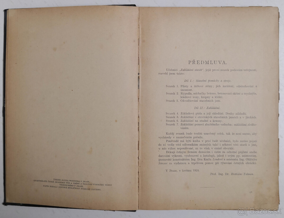 ZAKLÁDÁNÍ STAVEB 1924 - 2