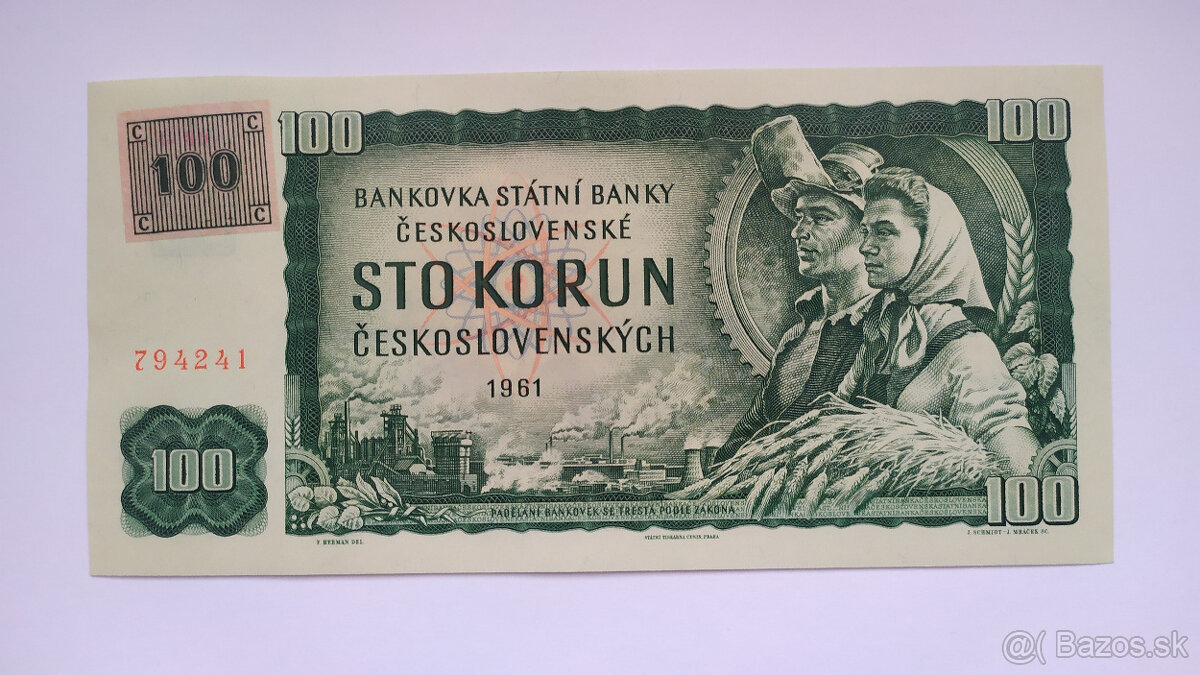 1000 Kčs a 100 Kčs kolok CZ lepený - 2