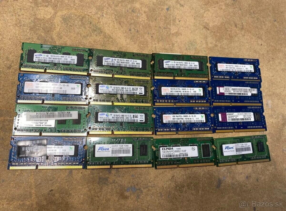Predám ram pamäte do notebookov SODIMM DDR3 s kapacitou 1GB - 2