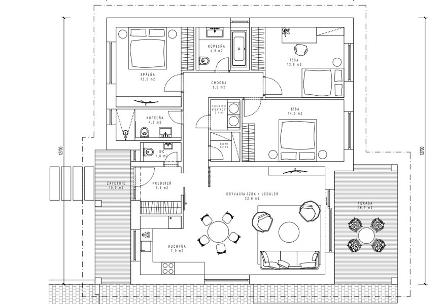 Krásna novostavba 4 izbový rodinný dom 131 m2, pozemok 605m2 - 2