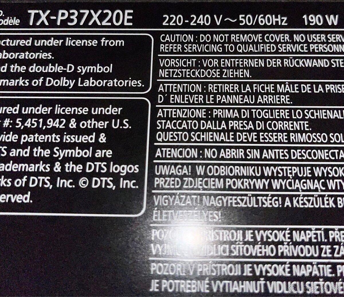 Tv Panasonic -VISTA TX-P37X20E - 2