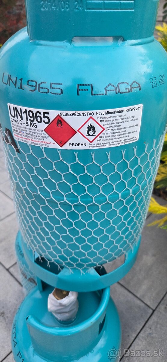 Predám 5kg originál propán plnú fľašu flaga ku grilu. - 2