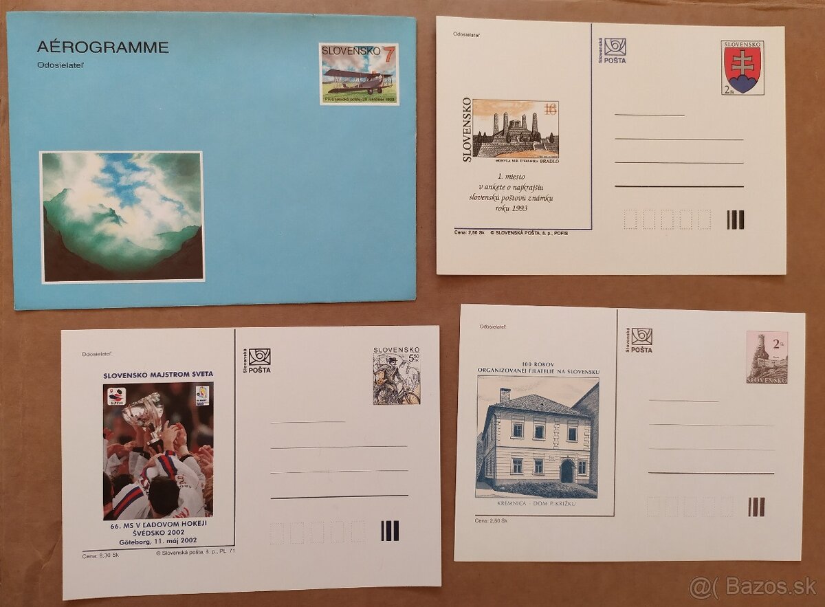 Známky - Súbor 10.ks poštových lístkov a aerogram.. - 2