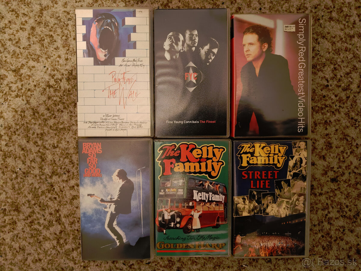 10 euro/kus - VHS videokazety originál HUDOBNÉ - 2