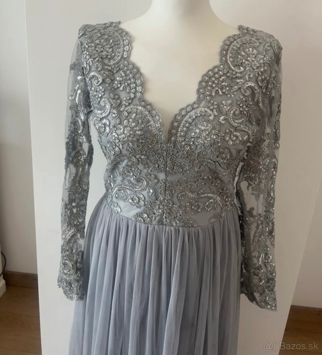 Strieborné spoločenské šaty XS M XL - 2