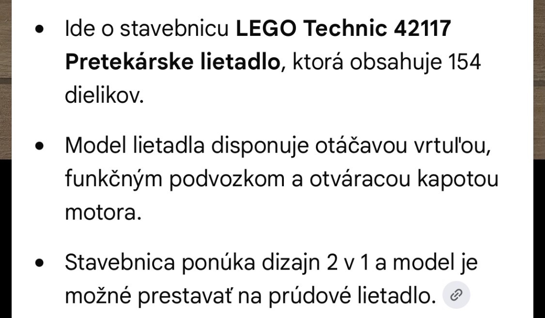 Lego technic Pretekárske lietadlo - 2