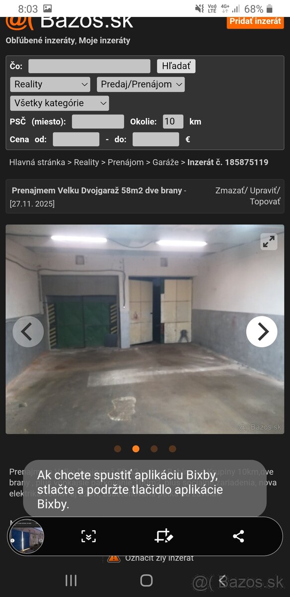 Prenajmem.Dvojgaraž v obci Babina 58m2 - 2