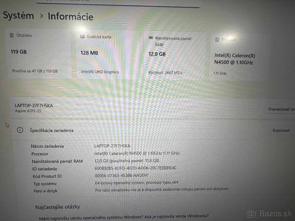 Predám Acer ASPIRE A315-35 - 2