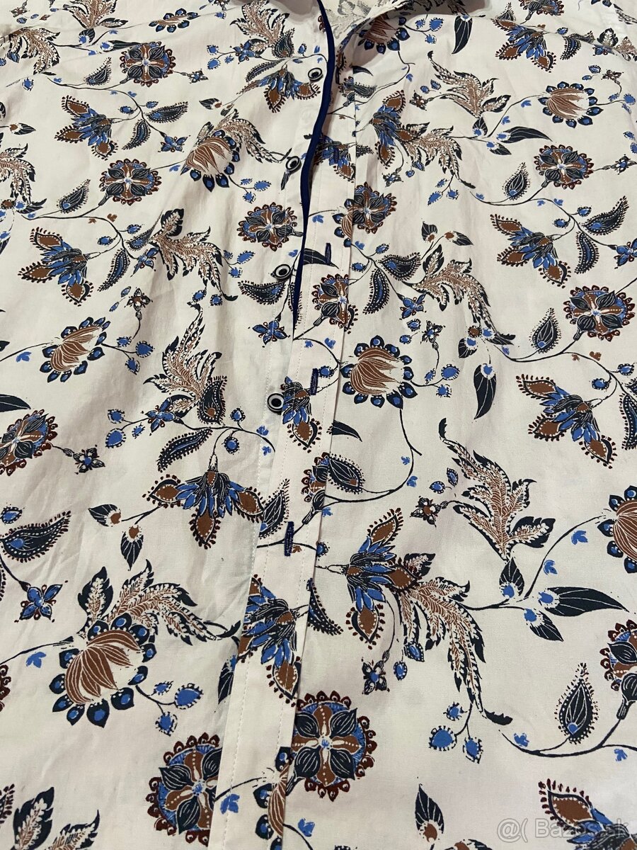 Pánska košeľa McModely L - nová, biela s kvetovaným vzorom - 2