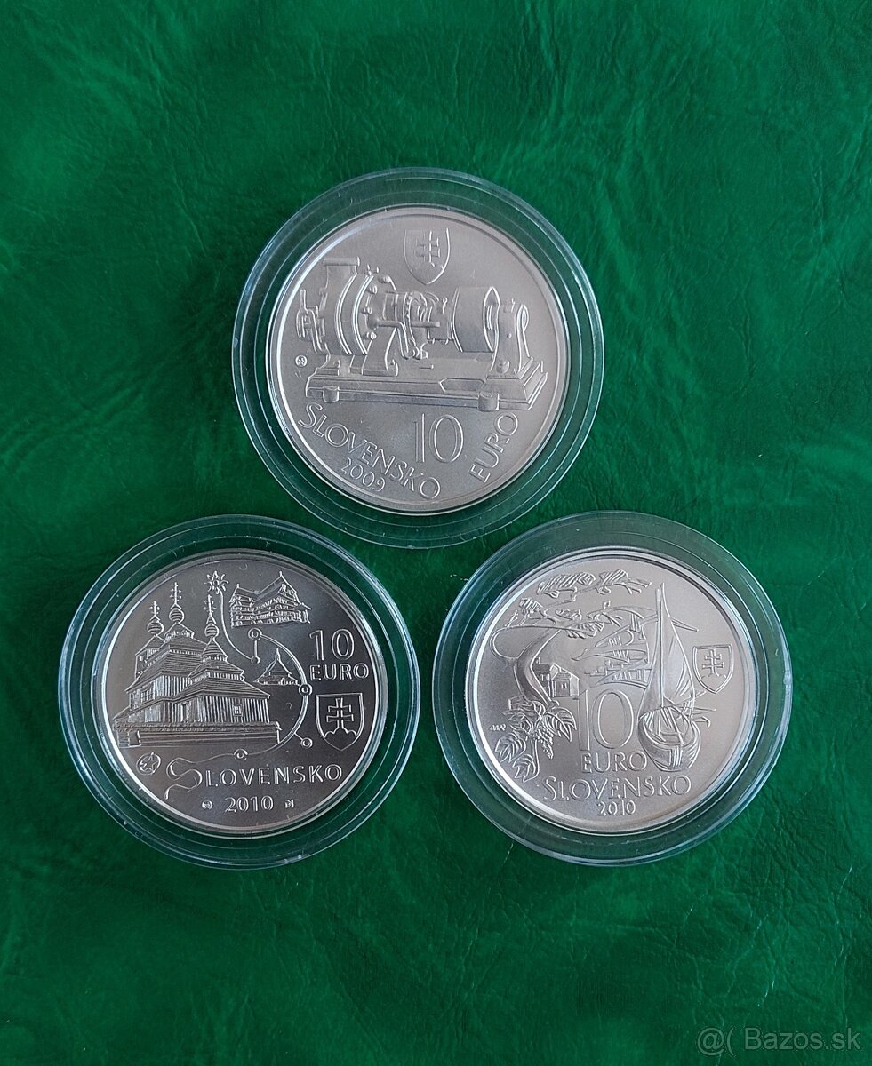 10 Euro strieborné mince 3x - 2