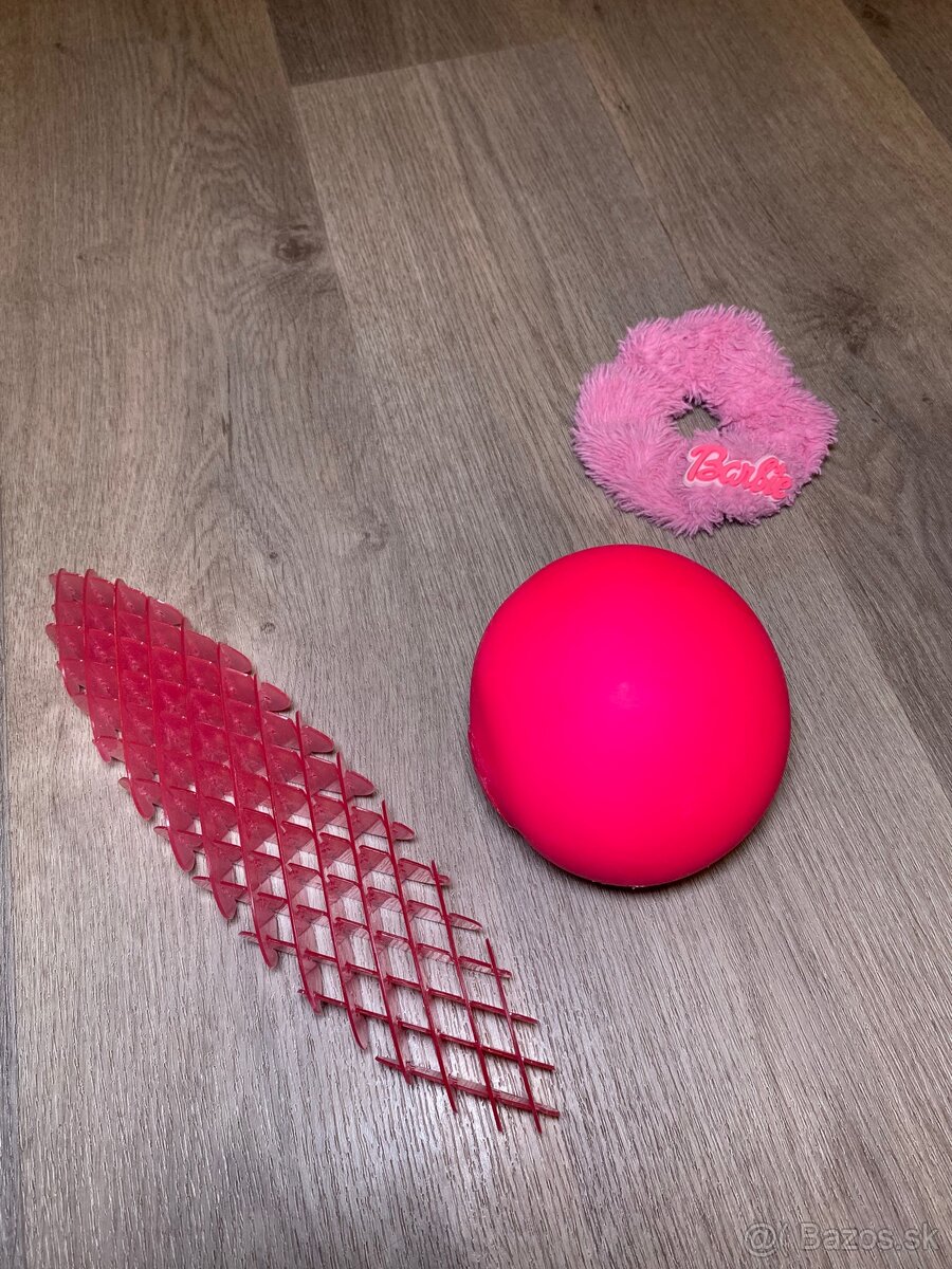 Detský darčekový set – hračky a gumička Barbie, ružový - 2