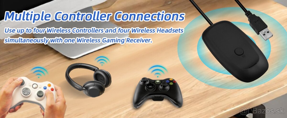 Bezdrôtový prijímač Mcbazel pre Microsoft Xbox 360 – čierny - 2