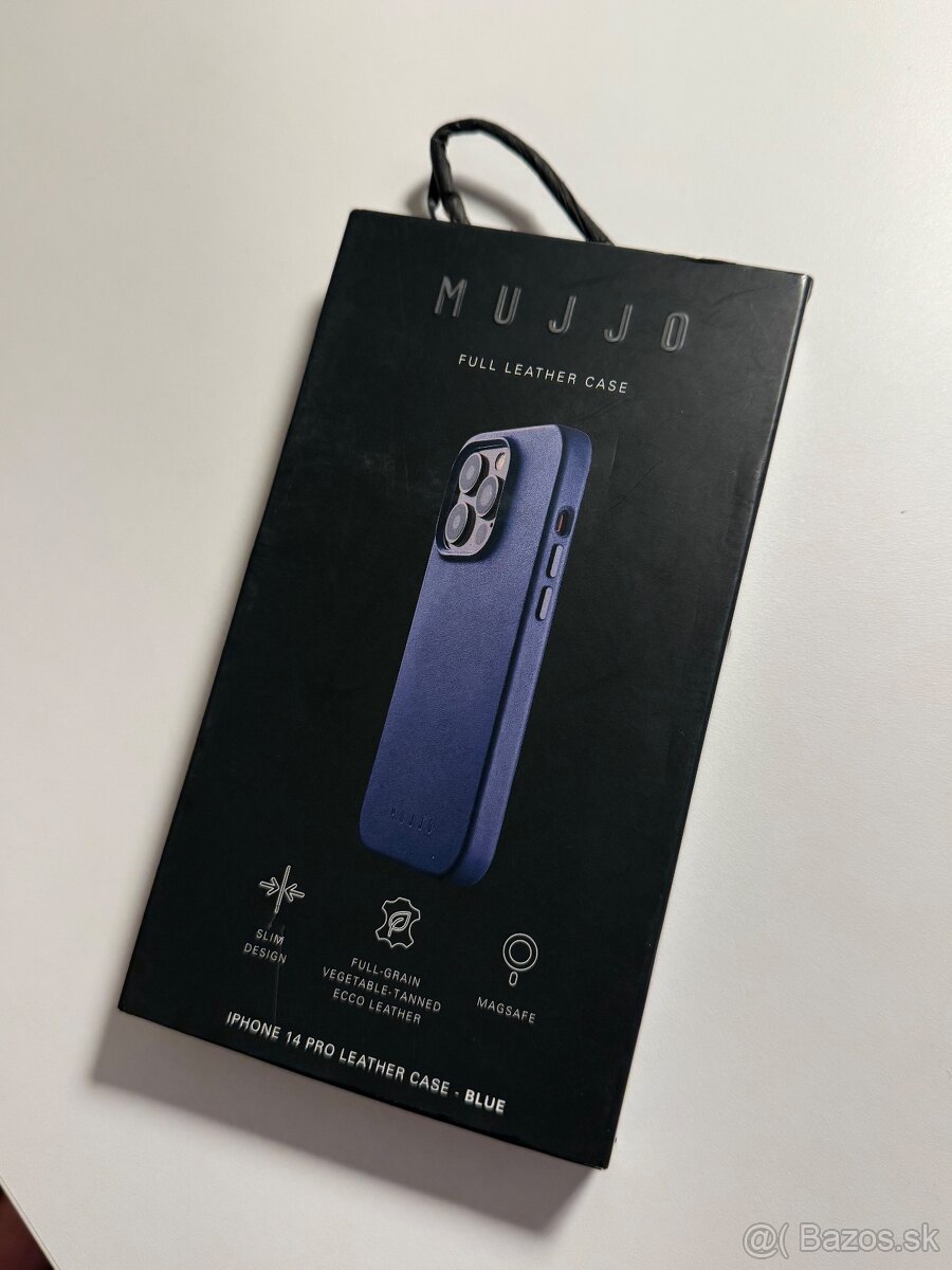 Mujjo iPhone 14 Pro modrá koža, Monaco Blue - 2