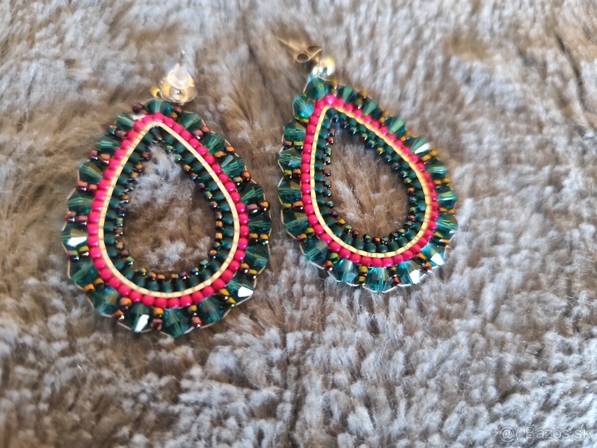 Handmade šité náušnice - 2