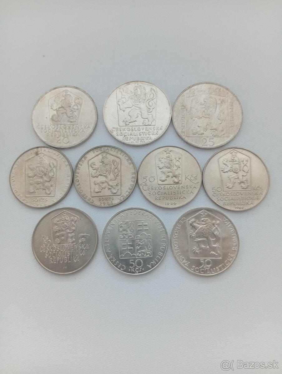 Československe mince 20, 25 a 50 Kčs - 2
