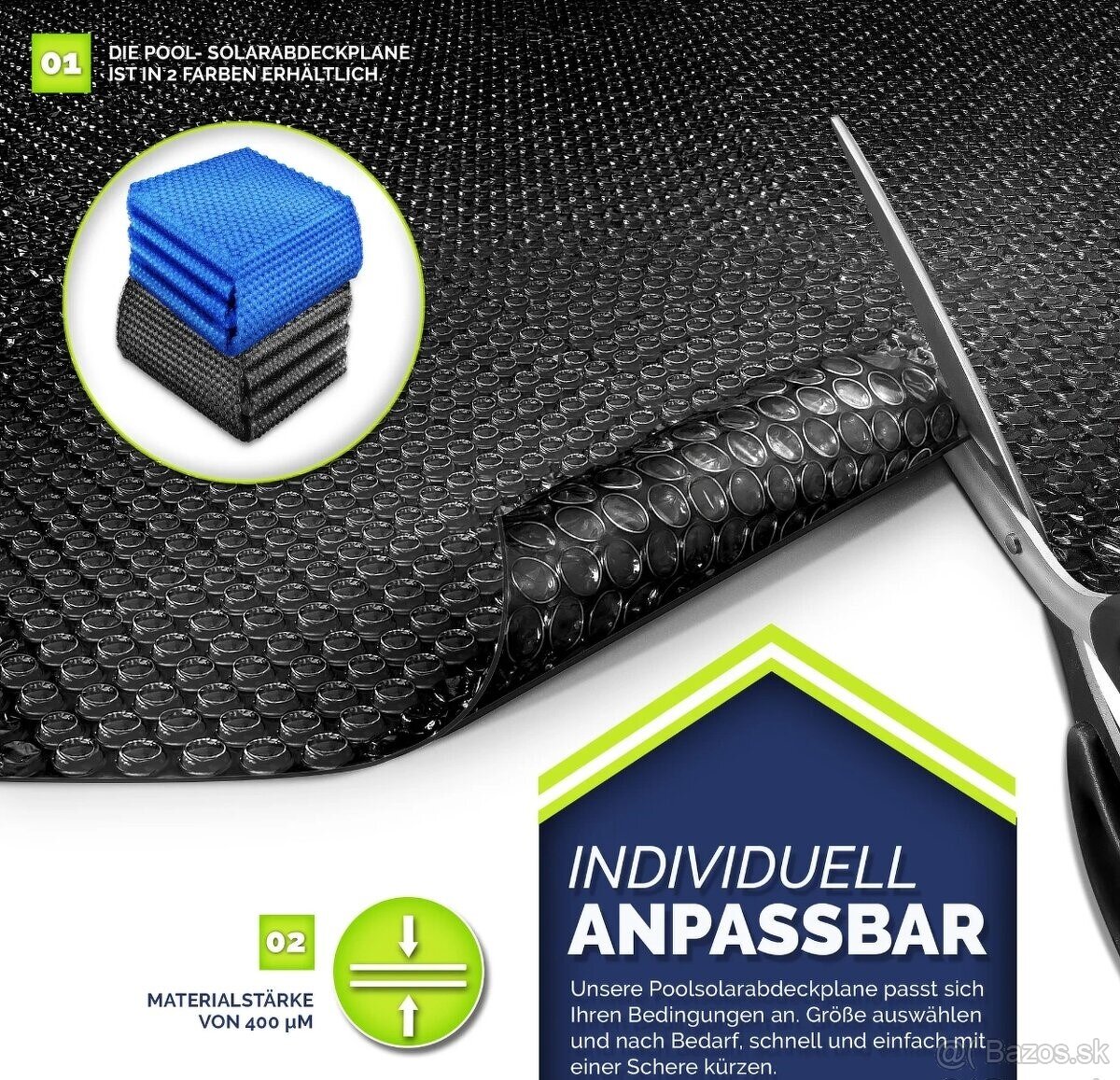 tillvex® Solárna plachta Premium 549 cm – okrúhla, nova - 2