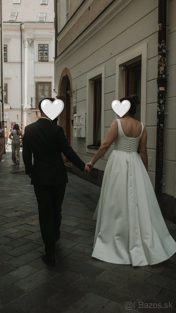 Svadobné šaty saténové - šité na mieru - 2